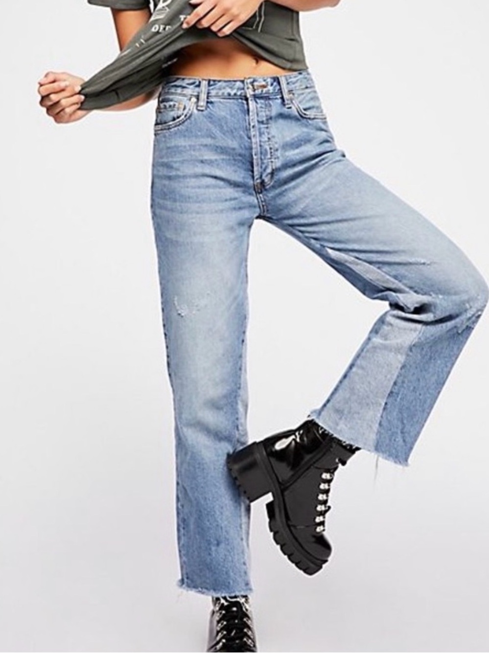 We The Free Two Tone Straight Leg Denim Jeans 26